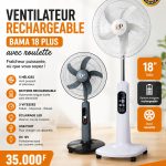 Ventilateur Rechargeable BAMA Plus 18" avec Roulettes