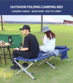 Lit de camping pliable en métal avec matelas – Image 3